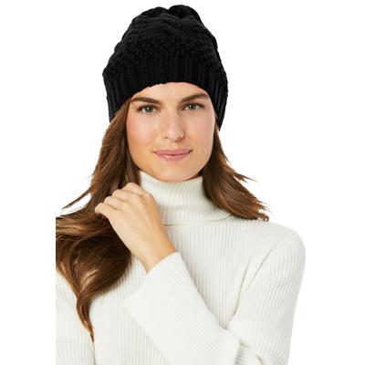 Women's Cable Knit Hat by Accessories For All in Black