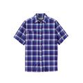 Men's Big & Tall Short-Sleeve Plaid Sport Shirt by KingSize in Dark Purple Plaid (Size 8XL)