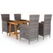 Red Barrel Studio® Patio Dining Set 5 Piece Dining Table & Chairs Patio Conversation Set Wood in Gray/White | 56 W x 27.6 D in | Wayfair