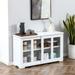 HOMCOM Modern Kitchen Sideboard, Stackable Storage Cabinet, Sliding Glass Door Console, Cupboard Serving Buffet for Kitchen