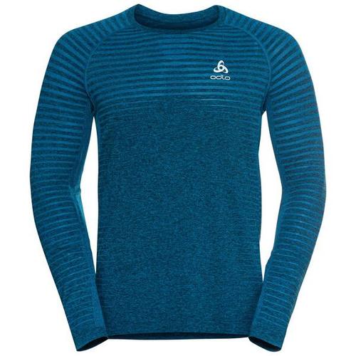 ODLO Herren T-shirt l/s crew neck ESSENTIA, Größe S in indigo bunting melange