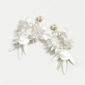 J. Crew Jewelry | J.Crew Birds Paradise Statement Resin Stone Beaded Fringe Jewel Sequin Crystal | Color: Silver/White | Size: Os