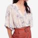 Free People Tops | Free People Cream Blue Floral V-Neck Loose Fit Blouse Top | Color: Blue/Cream | Size: Xs