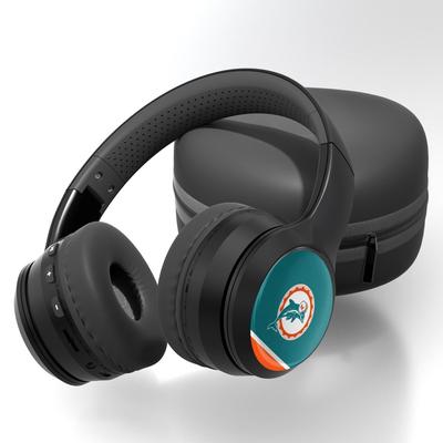 Miami Dolphins Historic Stripe Wireless Bluetooth Headphones with Case