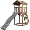Beach Tower Aire de Jeux avec Toboggan en gris & Bac à Sable Grande Maison enfant extérieur en