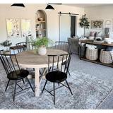 Suay 7'10" Round Traditional Updated Traditional Farmhouse Charcoal/Cream/Dark Blue/Dusty Pink/Light Sage/Medium Brown/Pale Blue/Navy Area Rug - Hauteloom