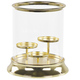 Kerzenhalter Gold aus Glas / Eisen mit hohe 24 cm Dreifach Glasschale elegantes und modernes Design