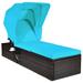 Adjustable Cushioned Recliner Chaise Lounge Chair with Folding Canopy