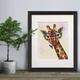 Cute giraffe print, Safari animal art print of giraffe in glasses, Funny picture for children room or nursery, Framed art made in the Uk