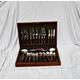 vintage brass and wood set 50 pieces dinner service large set cutlery with wooden original box solid brass and wooden set cutlery