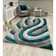 New Silky Soft Jade, Grey, Silver, Tufted Swirl 3D Design Rug