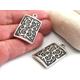 Tribal Silver Rectangle Pendant, Silver Plated Turkish Jewelry Charms Findings, 2Pc