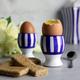 Egg Holder | Egg Cup Set | Ceramic Egg Holder, Navy Blue Stipe Pottery Egg Cup Holder SET OF TWO, Coastal Housewarming, Christmas Gift