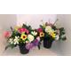 2 x Cemetery Grave Memorial Window Sill Artificial Flower Pot Vibrant Seasonal Flowers Weighted Pots. Flowers glued firmly into place