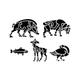 Farm Animals Bull Pig Duck Fish Lamb BIG SIZES Art Craft Reusable Mylar Stencil or Self Adhesive Stencil / Animal5