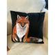 fox gift cushion cover printed & handmade black orange velvet woodland style any decor with farmhouse country Christmas wildlife animal art