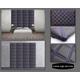 Double Bed 305cm X 234cm Upholstered Headboard / Panels Black Faux PU Leather Blue Stitched