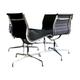 Eames Vitra EA 105 Alu group side chairs in chrome and black leather circa 1980's