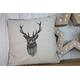 "Stags Head- 16\" Cushion, Cream, Taupe Cushion, Stag Cushion, Cushion Cover, Piped Cushion British Wildlife collection."