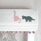 Pink Dinosaur Blackout Roman Blind with Pom Pom Trim