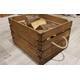 Log Crate / Log store / Carrier Holder - Wooden box with rope handles made from a Vintage Apple Crate