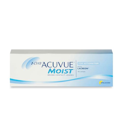 Johnson & Johnson 1-Day Acuvue Moist for Astigmatism (30er Packung) Tageslinsen (4 dpt, Zyl. -0,75, Achse 90 ° & BC 8.5) mit UV-Schutz