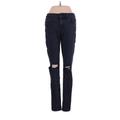 Joe's Jeans Jeans - Mid/Reg Rise Skinny Leg Denim: Black Bottoms - Women's Size 26 - Distressed Wash