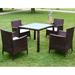 Wade Logan® Patio Dining Set Patio Table & Rattan Chair Outdoor Furniture Set Glass in Brown | Wayfair 6DE779FCAFEA4F16ADFAA9872B8A4E6C