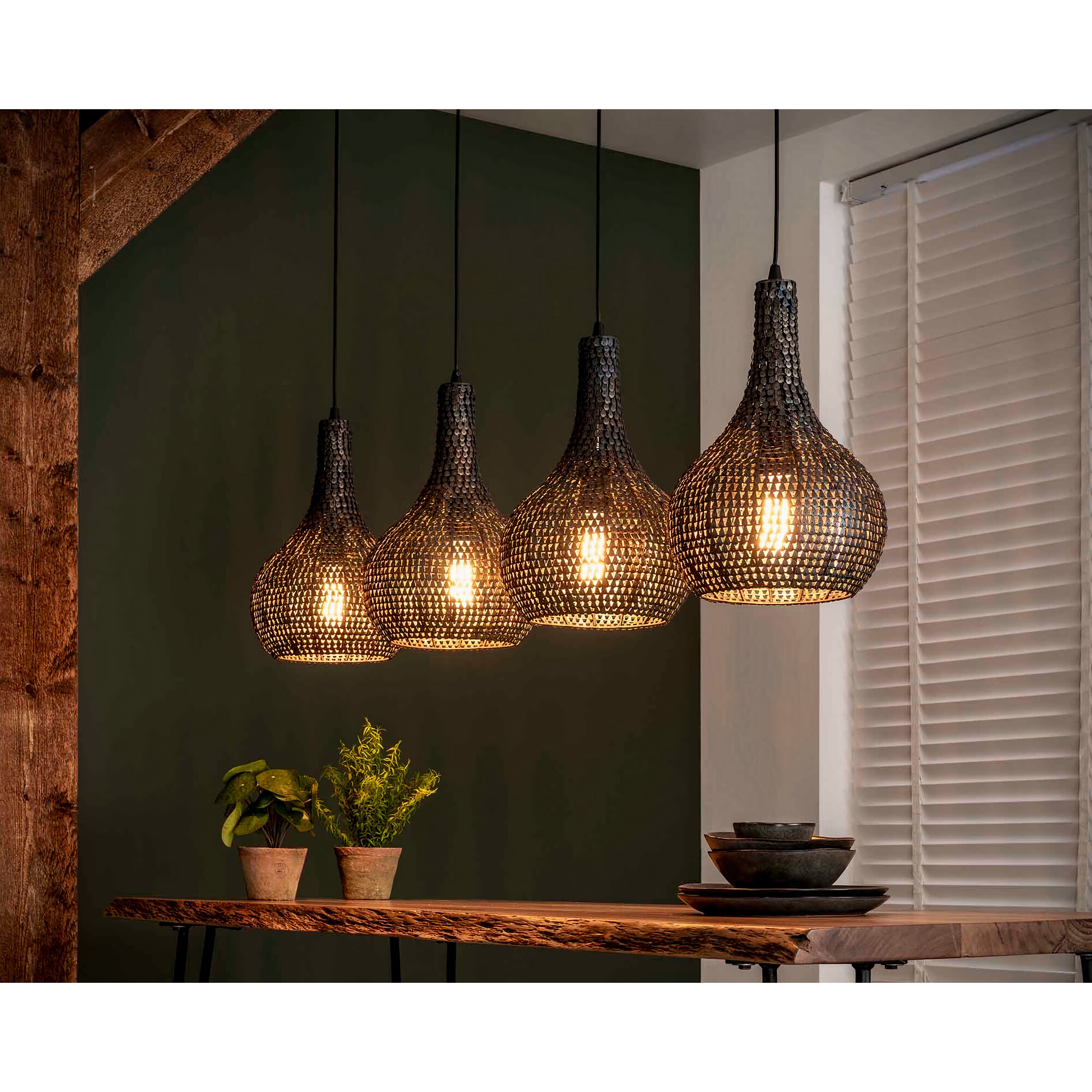 designline »Armour« Hängelampe tropfenförmig Metall