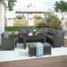 Outdoor 6 Piece Patio Furniture Set PE Rattan Wicker Conversation Set, Dining Table Chair with Bench and Cushions