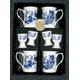 Blue willow pattern china mugs and egg cups - set of 4 gift boxed mugs & eggcups