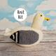 Big Jeff the Gull knit kit - seagull knitting pattern kit - knit a cute gull knitting kit gift with free button badge!