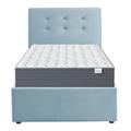 Pack lit coffre enfant 90x190 + matelas + tête de lit - velours bleu