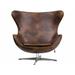 Lounge Chair - MDR Trading Inc. Gray Leather Fabric & Brushed Finished Chrome Base Egg Lounge Chair in Brown | 44 H x 18 W x 31 D in | Wayfair