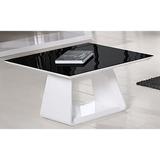 Orren Ellis Maribella Black Tempered Glass Table Top w/ White High Gloss Lacquered Frame & Base End Table Plastic/Acrylic/Glass | Wayfair