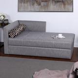 Wade Logan® Brizza Tufted Square Arm Chaise Lounge Linen/Wood in Brown/Gray | 30 H x 65 W x 33 D in | Wayfair 441CEA2B56F24B7A97482DA2BFE2251B