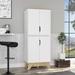 TUHOME Pamplona Double Kitchen Pantry with Double Door, 4 Legs, and 4 Shelves - N/A