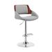 Adjustable Faux Leather Swivel Bar Stool, Gray and Silver