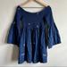 Free People Dresses | Free People Blue Embroidered Counting Daisies Off The Shoulder Mini Dress Size S | Color: Blue/Purple | Size: S