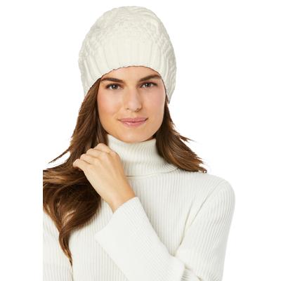 Women's Cable Knit Hat by Accessories For All in Ivory