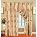 Prime Linens Jacquard Curtains for Bedroom with Pelmet Fully Lined Heavy Pencil Pleat Curtains With 2 Tie Backs (90″X90″(228cm x 228cm), Malta Coffee)