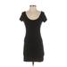 H&M Casual Dress - Mini Scoop Neck Short Sleeve: Black Solid Dresses - Women's Size Small