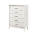 Chest with 5 Drawers and Shimmer Accent Trim, White