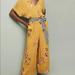 Anthropologie Pants & Jumpsuits | Corey Lynn Calter Floral Jumpsuit Anthropologie Small Yellow Stripe Sash | Color: Gold/Orange | Size: Xs