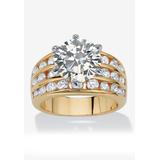 Women's Goldtone Round Cubic Zirconia Triple Row Engagement Ring by PalmBeach Jewelry in Cubic Zirconia (Size 10)