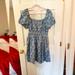 American Eagle Outfitters Dresses | Ae Smocked Puff Sleeve Mini Dress Size L Nwt | Color: Blue/White | Size: L