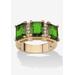 Women's Yellow Gold-Plated Emerald Cut 3 -Stone Simulated Birthstone & CZ Ring by PalmBeach Jewelry in August (Size 6)