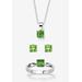 Women's 3-Piece Birthstone .925 Silver Necklace, Earring And Ring Set 18" by PalmBeach Jewelry in August (Size 9)