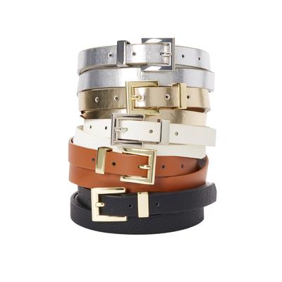 Women's Faux Leather Skinny Belt by Accessories For All in Black (Size 26/28)