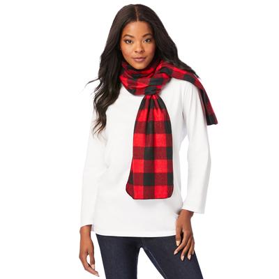 Women's Microfleece Scarf by Accessories For All in Classic Red Buffalo Plaid